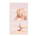 Pink handheld massager with usage instructions on a light pink background