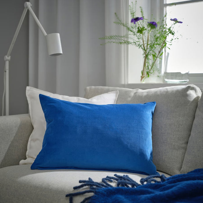 IKEA SANELA Cushion Cover Blue 40x58 cm with SANELA Cushion Cover Deep Blue 50x50 cm