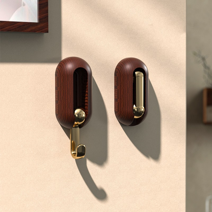 Digital Shoppy's 4-pack brown wall hooks with damage-free adhesive backing