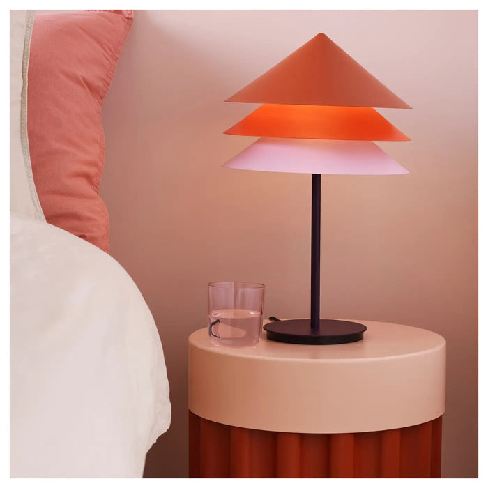 IKEA TESAMMANS lamp shade, multicolour, 27 cm with TESAMMANS Table lamp base, purple, 30 cm