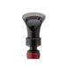 Black and red valve stem cap on a white background