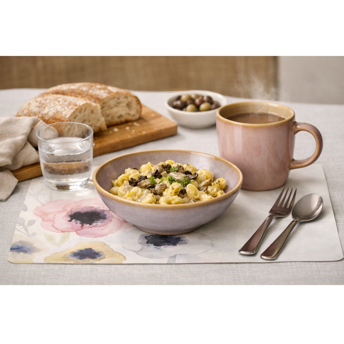 IKEA Morning Set: SOMMARFLOX Floral Placemat & 2-Piece FÄRGKLAR Light Pink Breakfast Set
