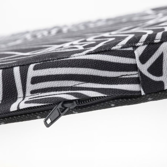IKEA 2-Piece Set: STAGGSTARR Chair Pad Black White 36x36x2.5 cm with KLIBBARV Cushion Red Printed 40x40 cm