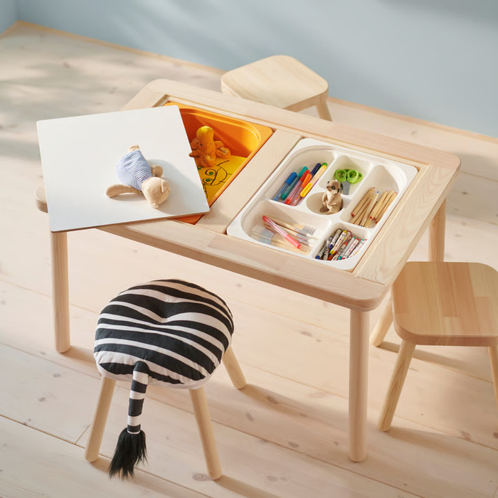 IKEA Kids Stool Bundle - Zebra Pattern Cover & Pine Children's Stool