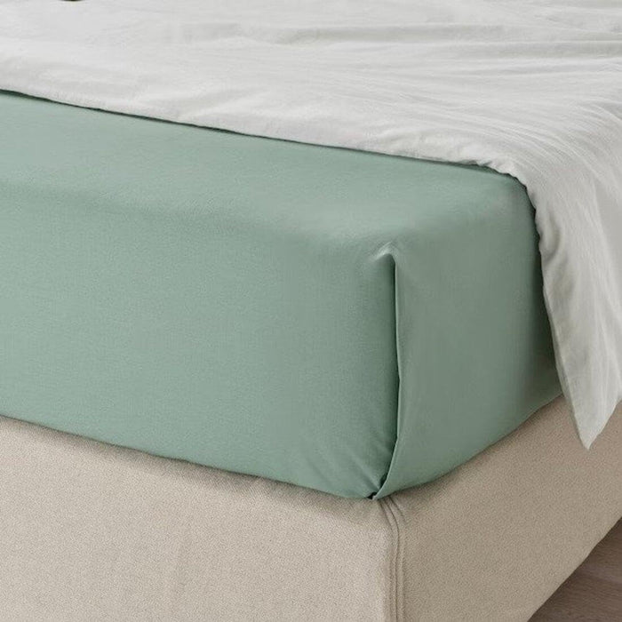 IKEA ULLVIDE & DVALA Bedding Set: Grey-Green Flat Sheet (240x260cm) & 2-Pack Pillowcases