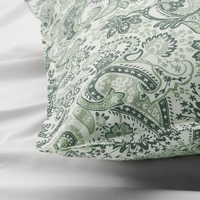 IKEA RODGERSIA Green/White 3-Piece Sheet Set - Double Bed Size