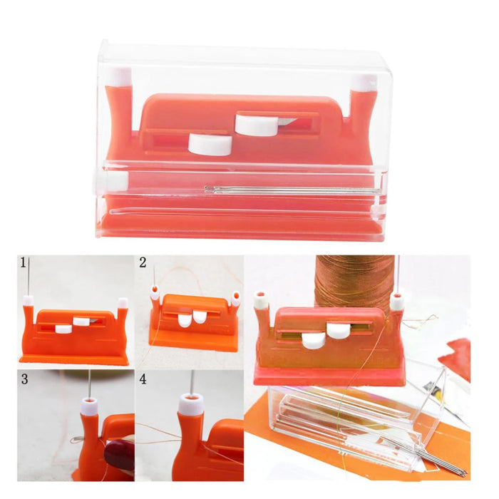 Digital Shoppy Auto Needle Threader – Dual-Head Sewing Tool, Orange