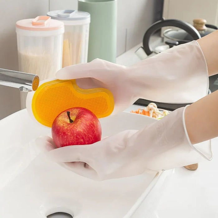 Digital Shoppy 1 Pair Kitchen Cleaning Silicone Dishwashing Gloves, yellow/white