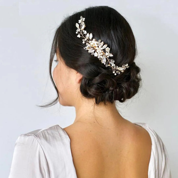 Digital Shoppy Silver Bridal Hair Comb – Handmade Diamond-Studded Headpiece