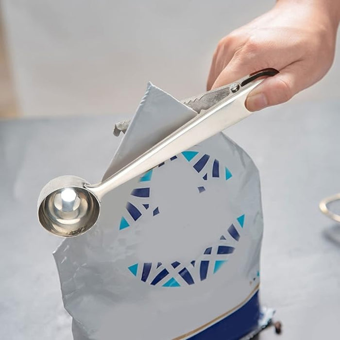 Digital Shoppy 2-in-1 Coffee Clip Spoon – Stainless Steel Scoop with Bag Sealing Clip