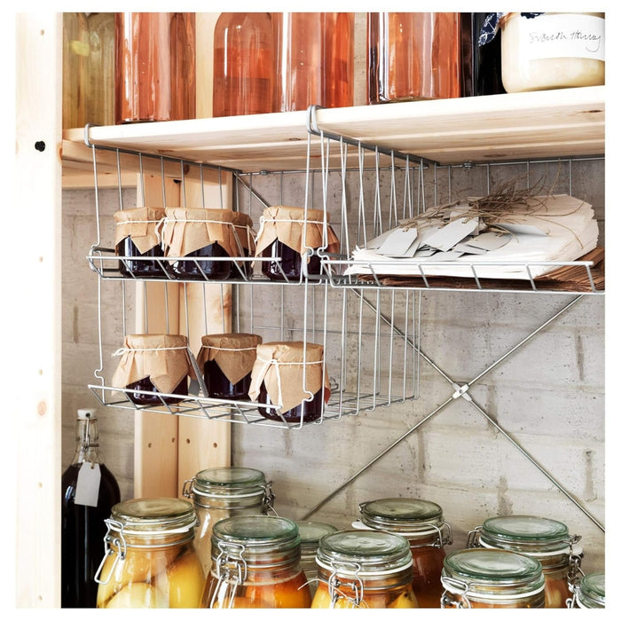 IKEA Pantry Organization Set: PÅLYCKE Under-Shelf Clip-on Basket & KORKEN Glass Jar Set (0.5L + Patterned Green 3-Pack)