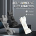 Self-adhesive line fixation tools with text on a dark background
