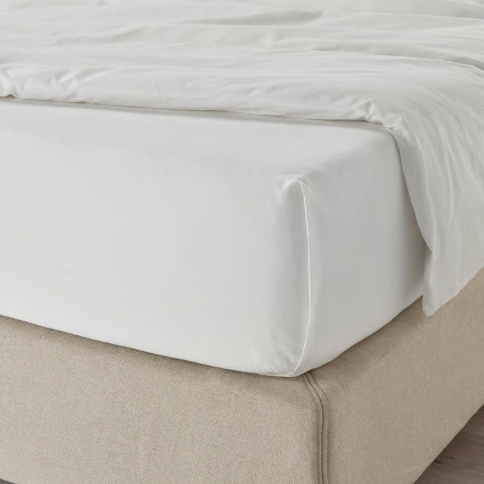 IKEA DVALA Bedding Set: White Flat Sheet (150x260cm) & 2-Pack Matching Pillowcases