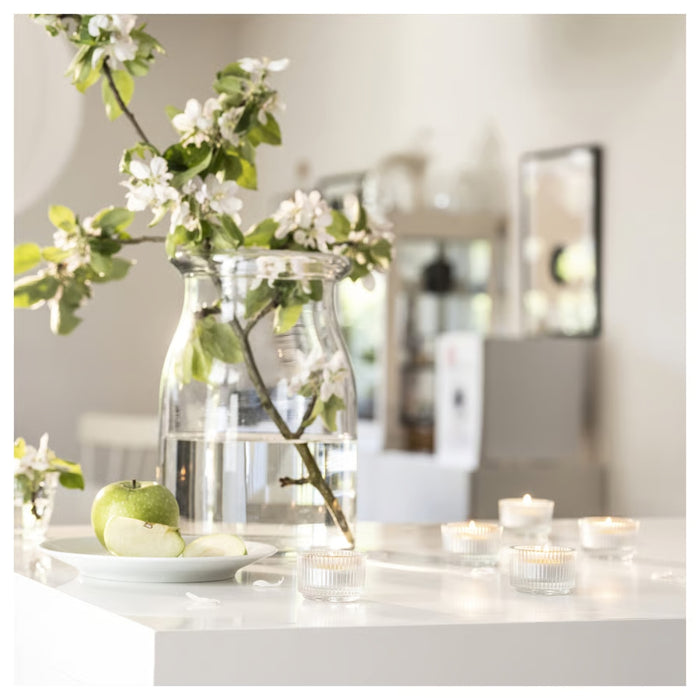 IKEA LÖVSKOGSLUND Scented Tealight Apple Light Green 3.5 hr 30 Pack with VANLIGEN Tealight Holder Light Pink