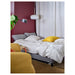 IKEA BLÅSVERK Pendant lamp, beige, 37 cm (15 "), placed above bed with white bedding and red accent wall - 10520905