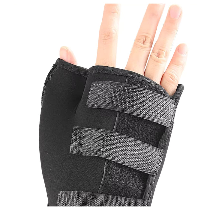 Black and gray wrist support brace on a white background