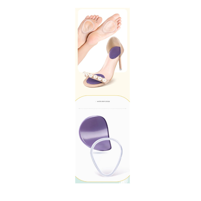 Purple shoe inserts with packaging on a white background