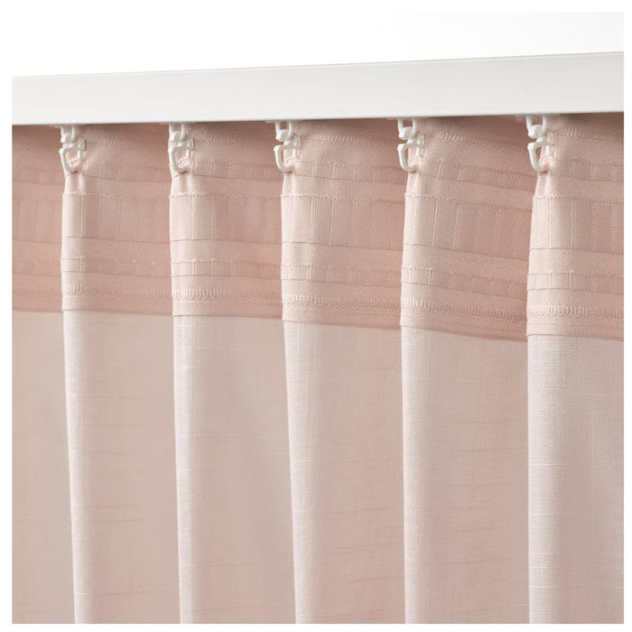 IKEA SILVERLÖNN Sheer curtains, 1 pair, pink/with heading tape, 145x250 cm (57x98 ")