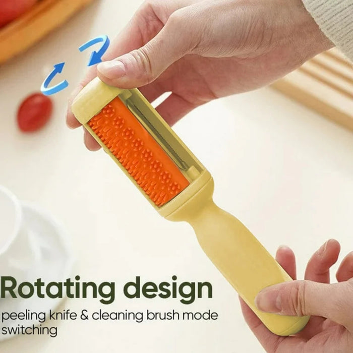 Digital Shoppy 2-in-1 Vegetable Brush & Peeler – Yellow Multifunctional Kitchen Tool