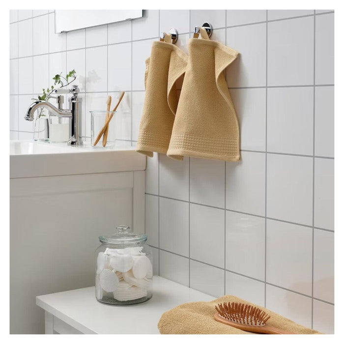 IKEA ENUDDEN Toilet Roll Holder with Washcloth, White, 9x13x8 cm, Top Shelf, Light Yellow Washcloth 30x30 cm ( 2 piece )
