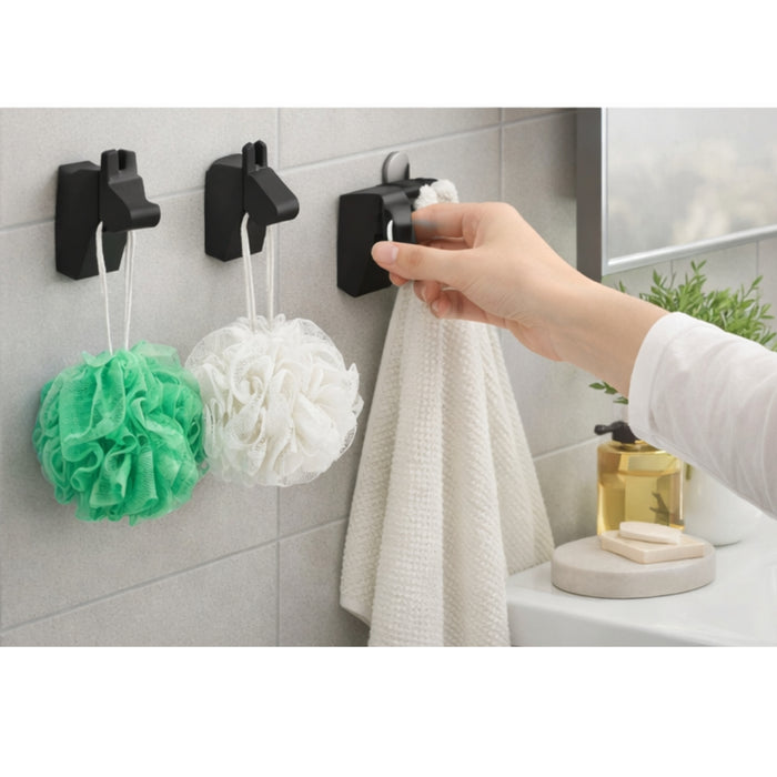 IKEA Bathroom Essentials Set| FRÖSÅDD Black Hooks, ÅBYÅN Body Puffs & GULVIAL White Hand Towel | 7-Piece Spa Set