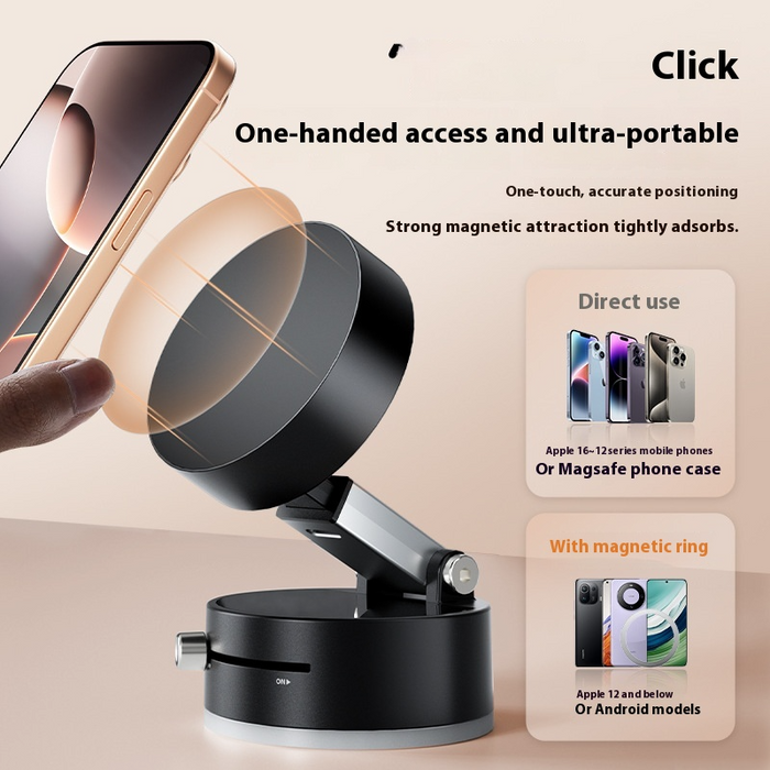Digital Shoppy Foldable Magnetic Vacuum Car Phone Holder Foldable Suction Cup with Suction Cup Hands-Free Navigation for Smart Phone
