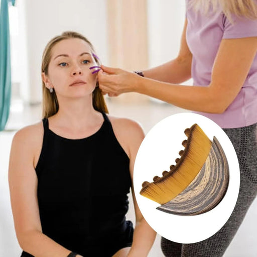 Digital Shoppy Lymph Contour Facial Lymph Massage Brush, used during makeup application with close-up of brush texture