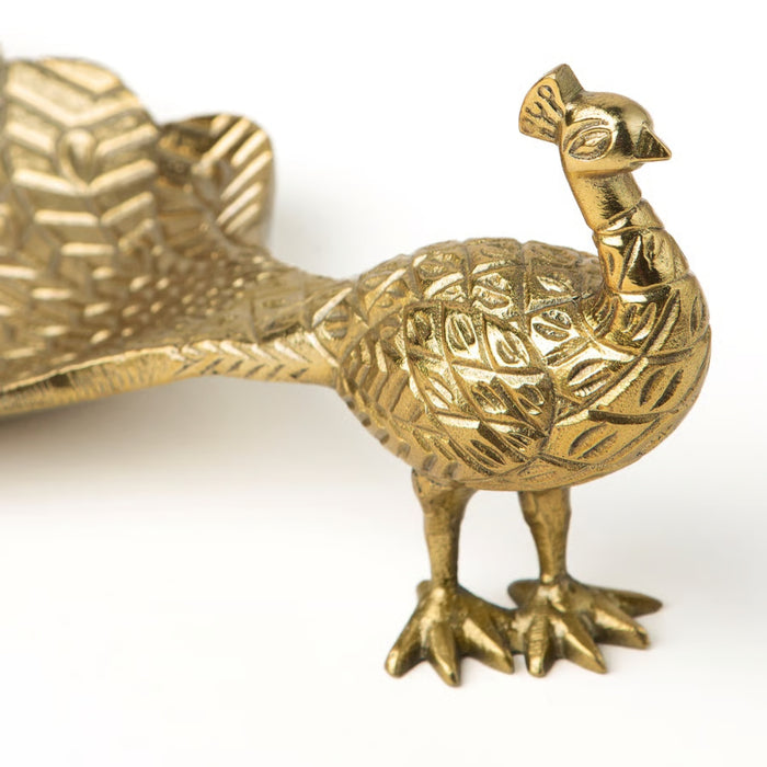 IKEA CAROMATISK Decoration, peacock/gold-colour, 9 cm (3 ½ "), brass figurine with fanned tail, ideal for traditional or festive home decor – 20621678