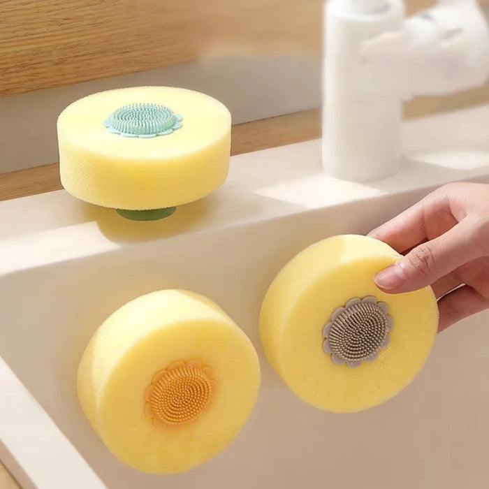 Digital Shoppy Yellow Sponge Mop – Dual-Sided Dish Cleaner with Suction Grip