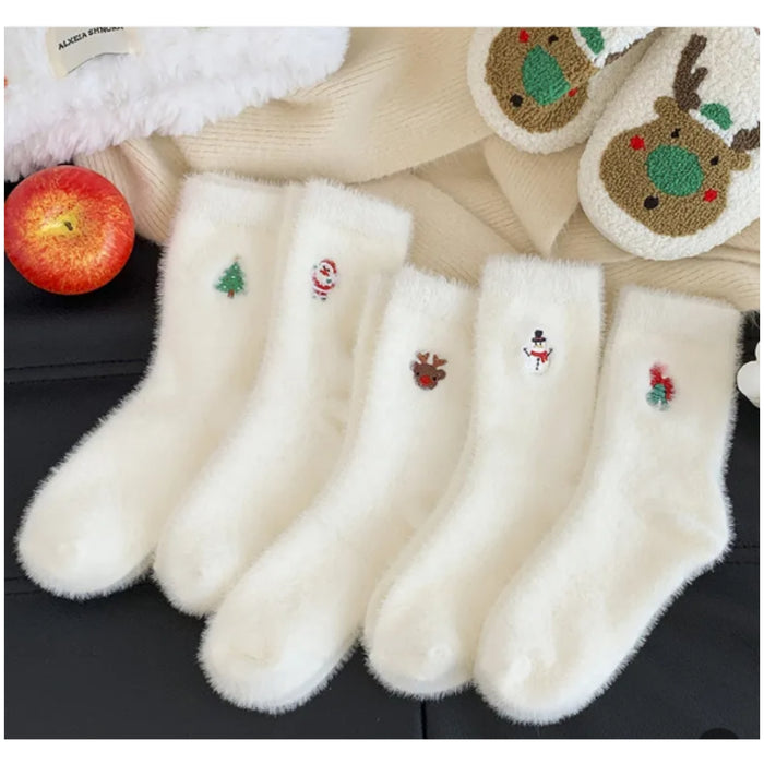 Digital Shoppy Women's Autumn And Winter Style White Mink Fur Christmas Stockings