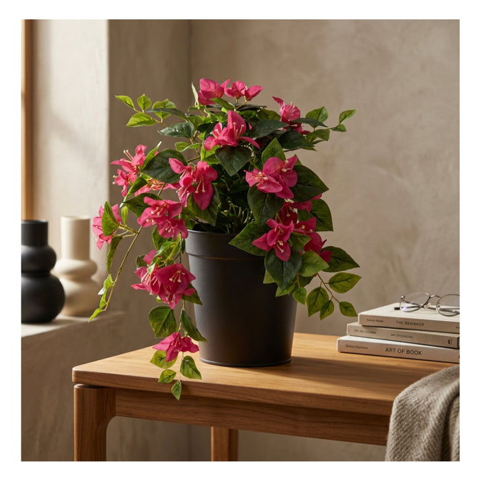 IKEA FEJKA Artificial Potted Plant Bougainvilla Pink 12 cm with ÅKERBÄR Plant Pot Anthracite 12 cm