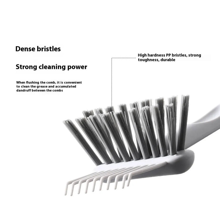 Gray dual-use comb cleaning brush with claw and dense PP bristles; durable, ergonomic tool for removing hair, grease, and dandruff from combs – 1600004667634, 13645135