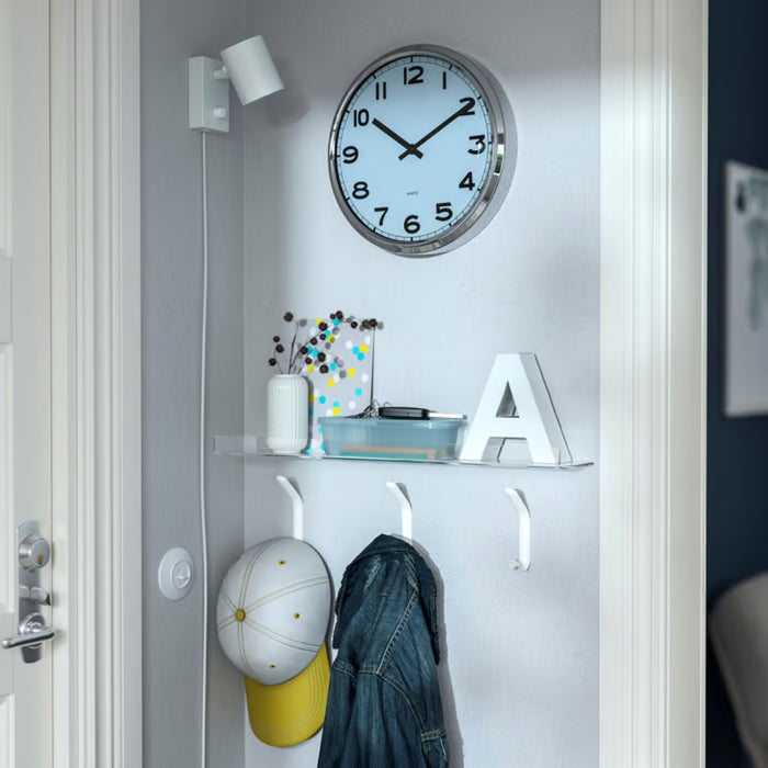 IKEA PUGG Wall Clock Stainless Steel Turquoise 32 cm with VIKFJÄRD Washcloth Pink 30x30 cm