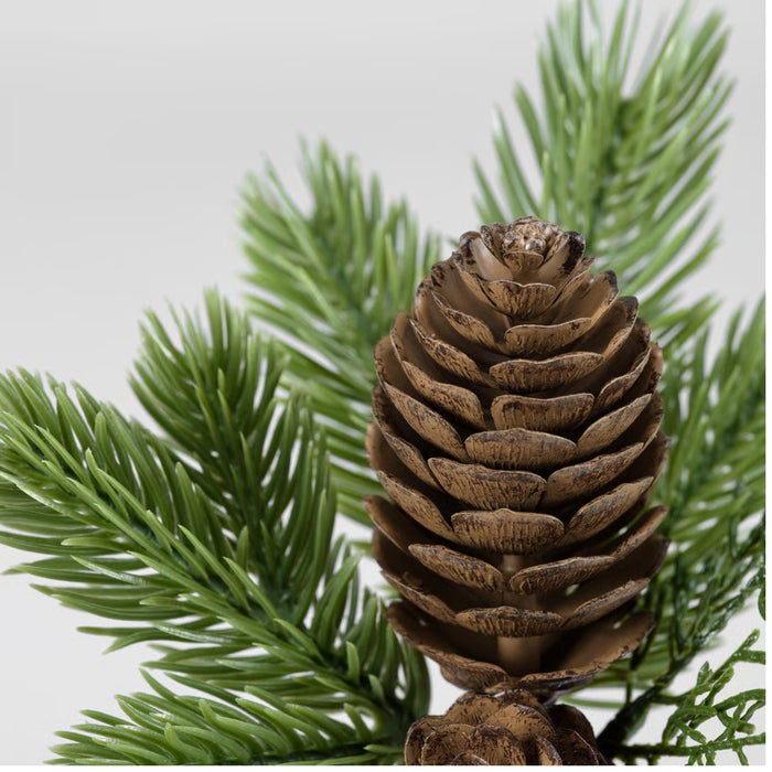 IKEA VINTERFINT artificial bouquet – close-up of pine cone surrounded by green pine needles, natural texture - 70609565
