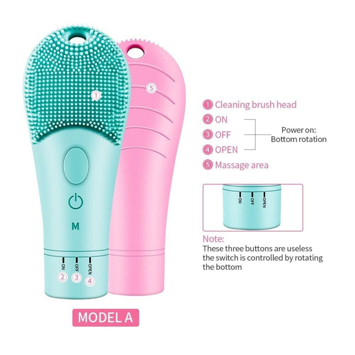 Digital Shoppy Electric Silicone Gel Facial Cleansing Brush – Waterproof - Green
