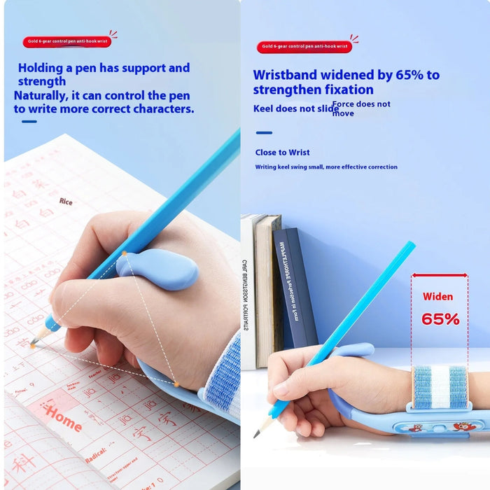 Digital Shoppy Anti-Hook Pen Grip Trainer – Silicone Handwriting Positioning Aid for Kids & Beginners - Blue