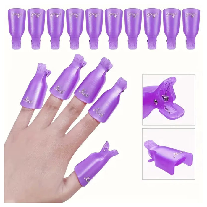 Digital Shoppy Reusable Nail Gel Polish Remover Clip Set – Purple Plastic Nail Soak-Off Clips for Easy Gel Polish Removal | 10 Piece Set