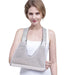 Padded arm sling support with adjustable straps for customized compression and comfort.