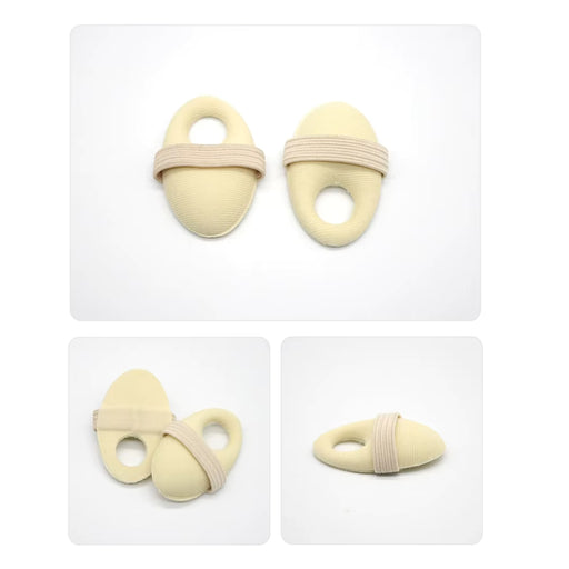 Set of beige baby teething rings with rubber bands on a white background