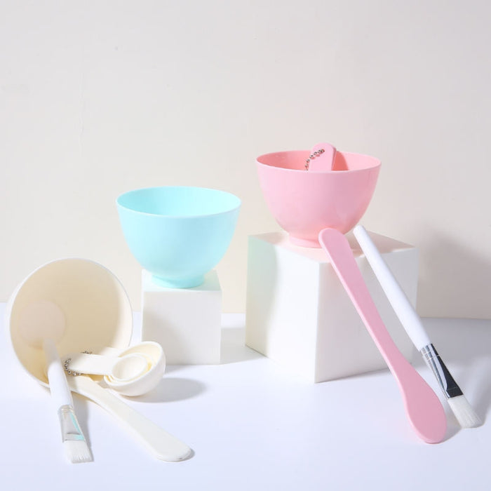 Digital Shoppy LMTLOP DIY Spa Cosmetic Face Mask Bowl Set with Plastic Brush Spatula & Spoon pink