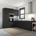 Matte black kitchen setup with built-in appliances and L-shaped layout – 80537827