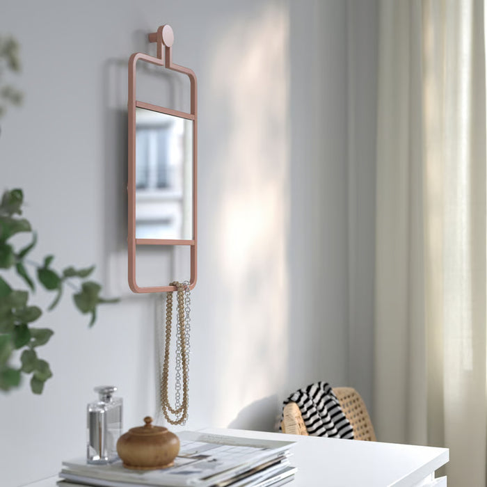 Ikea GRANVÅG Mirror, wall Hanging/Pink, 22x48 cm with VINARN Washcloth, Light Yellow, 30x30 cm