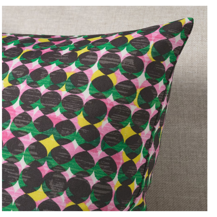 IKEA  ÄLVSJÖSKOGEN Cushion Cover, Pink/Green, 50x50 cm (20x20) with INGVEIG Cushion Cover, Geometric/Brown blue/white50x50 cm