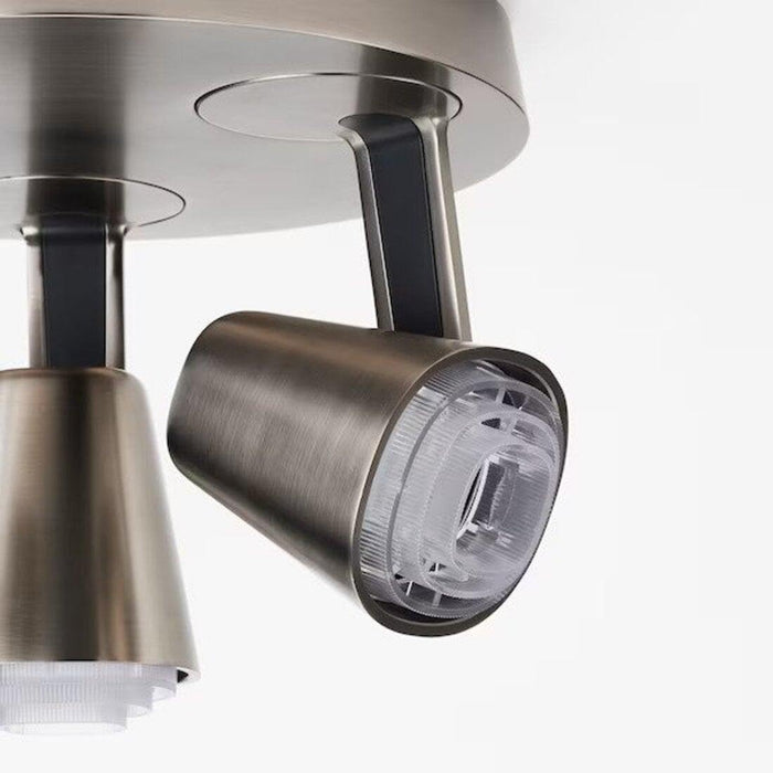 IKEA NYMÅNE Ceiling spotlight with 3 spots, white & MONAZIT Ceiling spotlight with 3 spots, nickel-plated