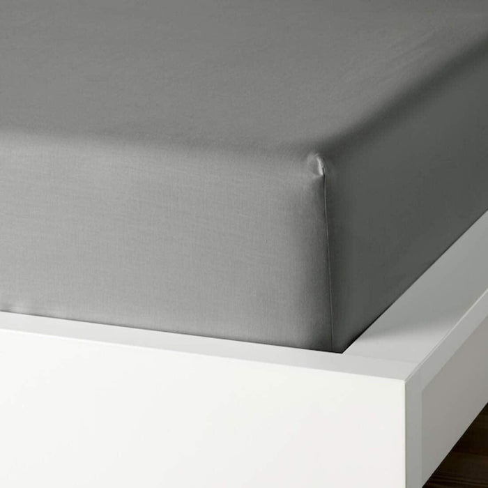 IKEA VÅRVIAL Fitted sheet, light grey, 180x200 cm (71x79 ")