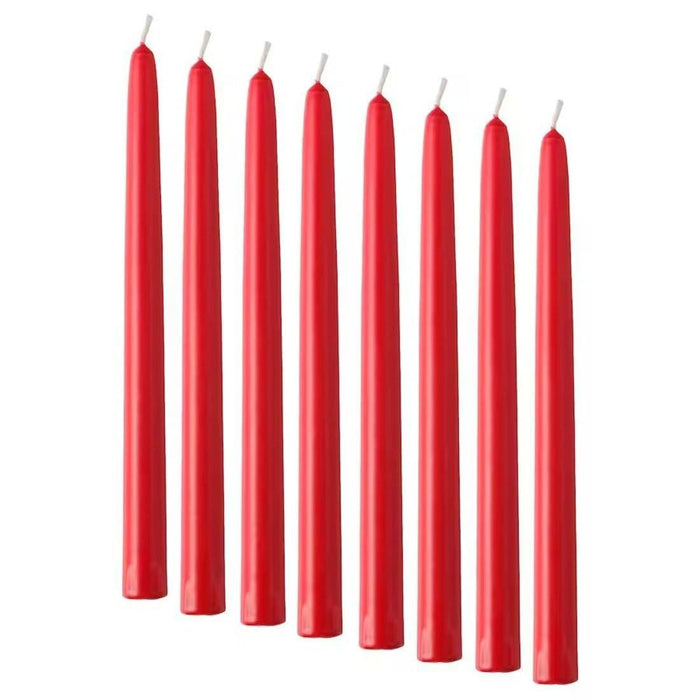 IKEA Candle holder, set of 3 mixed colours with Unscented candle, red, 25 cm