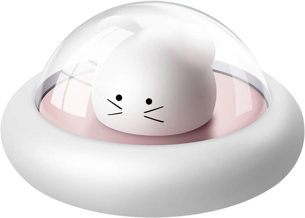 Cute animal-shaped night light with a white base and pink interior on a white background