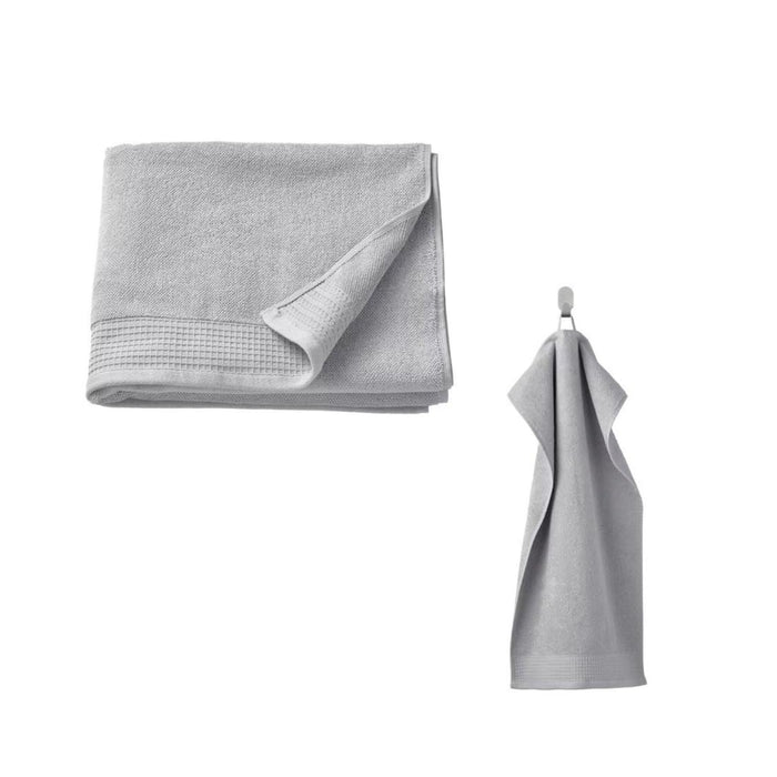 Ikea VINARN Bath Towel (70X 140 CM) and Hand Towel Light Grey(70X 140 CM)