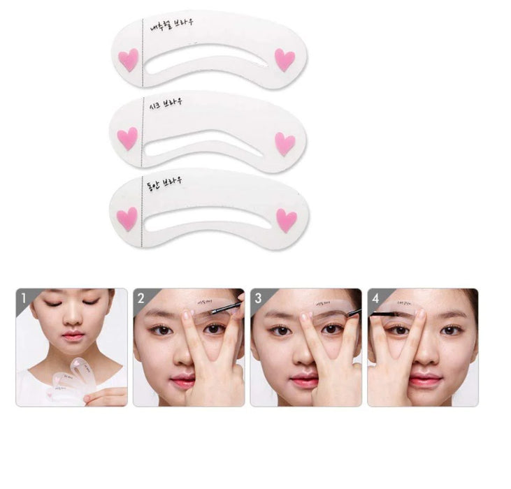 Digital Shoppy Beauty Makeup Combo – Reusable Eyebrow Stencil Kit (3 piece)& Magic Color Changing Glossy Lip Balm