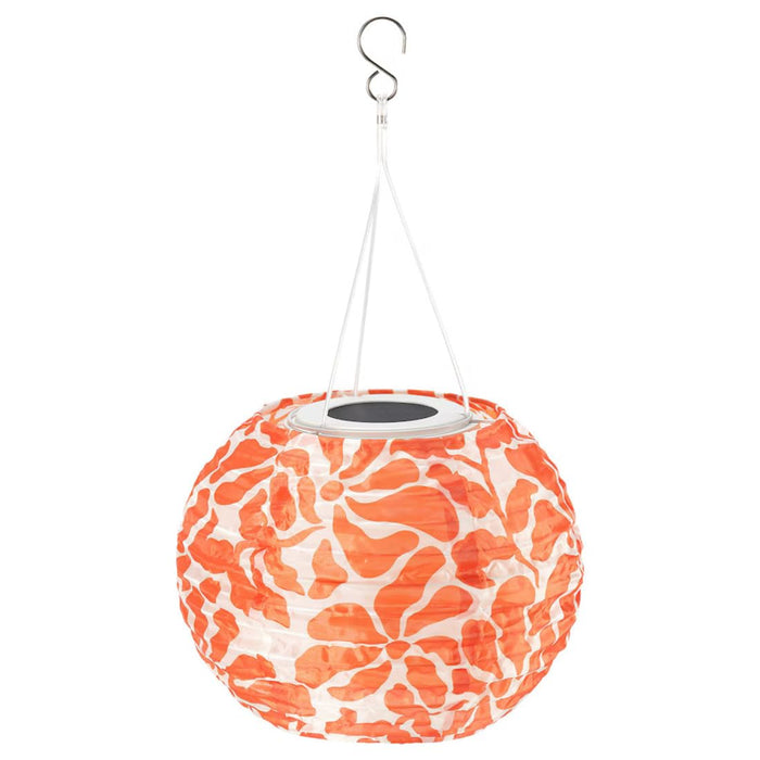 IKEA SOLVINDEN Pendant lamp, flower/solar-powered orange, 22 cm With LED solar-powered pendant lamp, outdoor globe/yellow flower, 22 cm